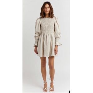 NWT DISSH KENNEDY WHITE SHIRRED LINEN DRESS SIZE 10